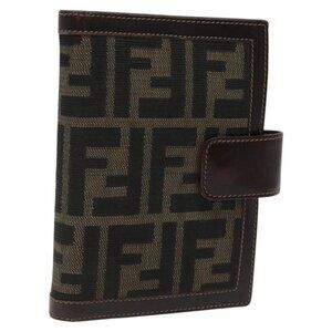 FENDI Zucca Canvas Day Planner Cover Brown Black Auth ti2962